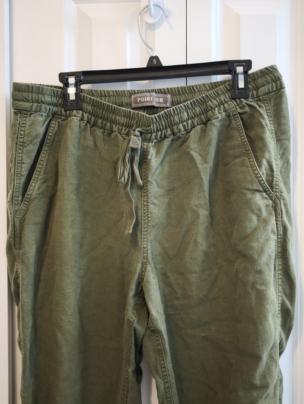 J Crew Point Sur Linen Olive Green Drawstring Waist Pants - Picture 3 of 8